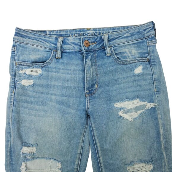 American Eagle Next Level Stretch Jegging Womens 6 Denim Jeans Distressed Ripped - Picture 9 of 15